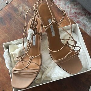 Elegant Tan Strappy High Heel Sandals